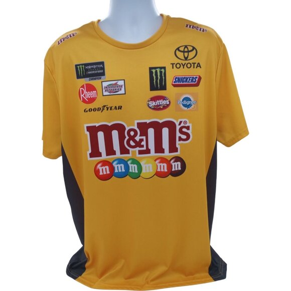 Joe Gibbs Racing M&M Kyle Busch Pit Crew Shirt Mens XL Yellow Top 2019 - Picture 2 of 16